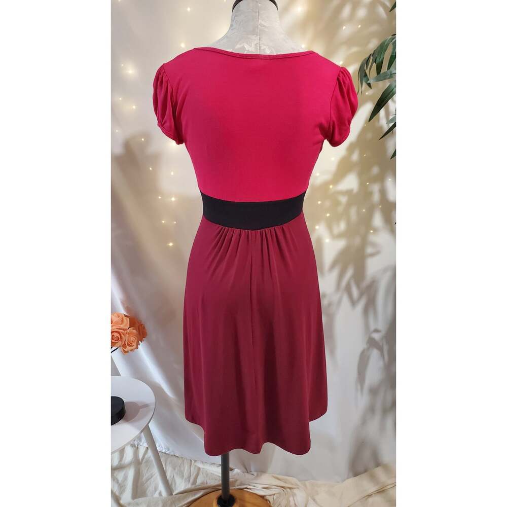 Vtg Delias 90s Y2K Ruched Babydoll Short Sleeve Dress Jr Size M Pink Scoop Neck - Picture 3 of 9